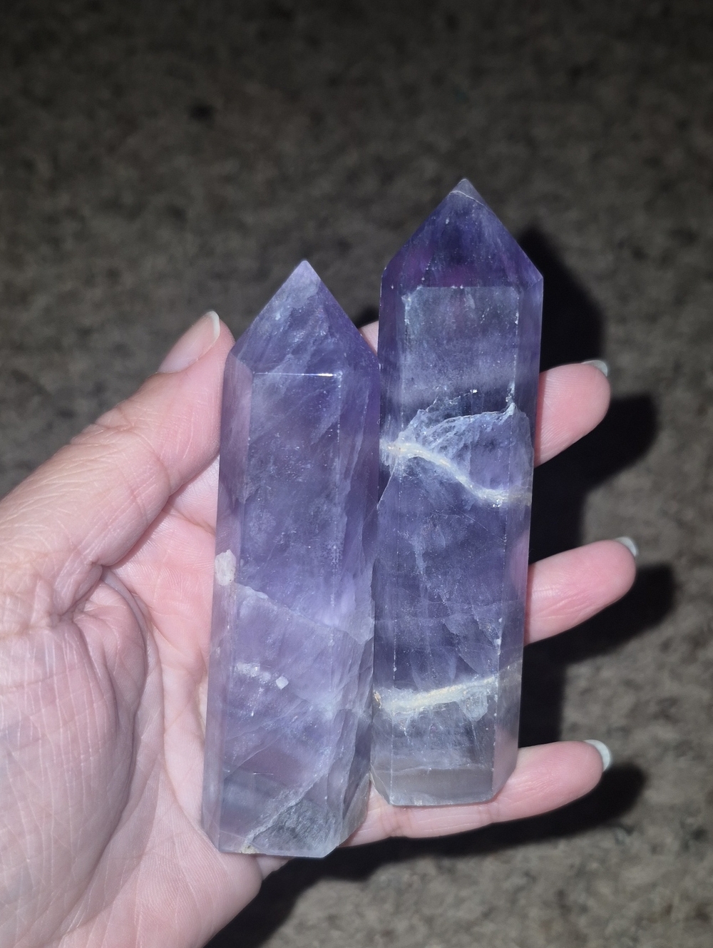 Indigo Flourite Crystal Point Tower - Purple Decorative Healing Stone (2 Count)
